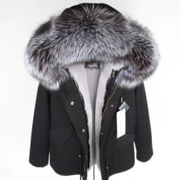 MAOMAOKONG 2026 Real Fur Coat New Fashion Fox Fur Collar Winter Women's Clothing Removable Lining Thickened Jacket Short Parka