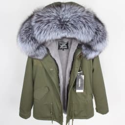 MAOMAOKONG 2026 Real Fur Coat New Fashion Fox Fur Collar Winter Women's Clothing Removable Lining Thickened Jacket Short Parka