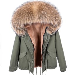 MAOMAOKONG 2026 Real Fur Coat New Fashion Fox Fur Collar Winter Women's Clothing Removable Lining Thickened Jacket Short Parka
