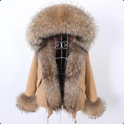 MAOMAOKONG 2026 Real Fur Coat New Fashion Fox Fur Collar Winter Women's Clothing Removable Lining Thickened Jacket Short Parka