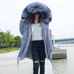 MAOMAOKONG 2026 Real Fur Coat New Fashion Fox Fur Collar Winter Women's Clothing Removable Lining Thickened Jacket Short Parka