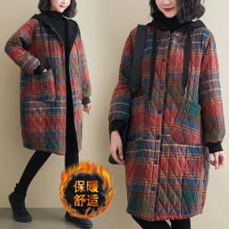 Winter Women's Clothing Hooded Padded Jacket Parka Korean Fashion Plus Size Plaid Mid-length Coat Jacket Keep Warm Loose Leisure