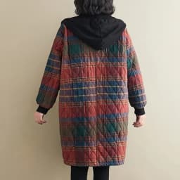Winter Women's Clothing Hooded Padded Jacket Parka Korean Fashion Plus Size Plaid Mid-length Coat Jacket Keep Warm Loose Leisure
