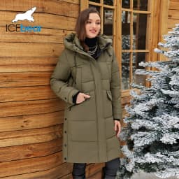 ICEbear 2024 Women's Jacket Long Fashion Women's Winter Down Coat Zip Pocket With Belt Parka High quality coat GWD4675P