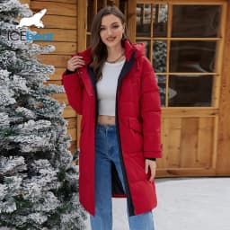 ICEbear 2024 Women's Jacket Long Fashion Women's Winter Down Coat Zip Pocket With Belt Parka High quality coat GWD4675P
