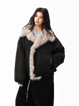 Winter Fur Collar Parkas Women Y2K American Loose Streetwear Fleece Coats Bf Harajuku Single Breasted Warm Outwear New