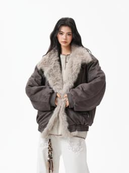 Winter Fur Collar Parkas Women Y2K American Loose Streetwear Fleece Coats Bf Harajuku Single Breasted Warm Outwear New