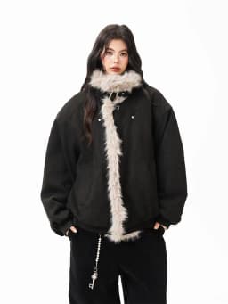 Winter Fur Collar Parkas Women Y2K American Loose Streetwear Fleece Coats Bf Harajuku Single Breasted Warm Outwear New