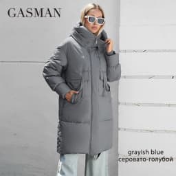 GASMAN 2024 Women down Jacket Long Classic zipper design Big Pocket Stand Collar Hooded Slim coat Women Parkas 88611