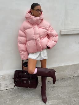 Bornladies Women's New Winter 2025 Pink Parkas Hooded Cotton Padded Jacket Thickened Bread Coat Warm Outerwear