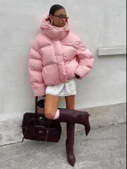 Bornladies Women's New Winter 2025 Pink Parkas Hooded Cotton Padded Jacket Thickened Bread Coat Warm Outerwear
