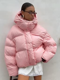 Bornladies Women's New Winter 2025 Pink Parkas Hooded Cotton Padded Jacket Thickened Bread Coat Warm Outerwear