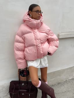 Bornladies Women's New Winter 2025 Pink Parkas Hooded Cotton Padded Jacket Thickened Bread Coat Warm Outerwear