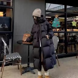 Korean Hooded Thicken Down Cotton Jacket Women Loose Mid-Length Bread Coat Winter New Over-Knee Warm Snow Outerwear