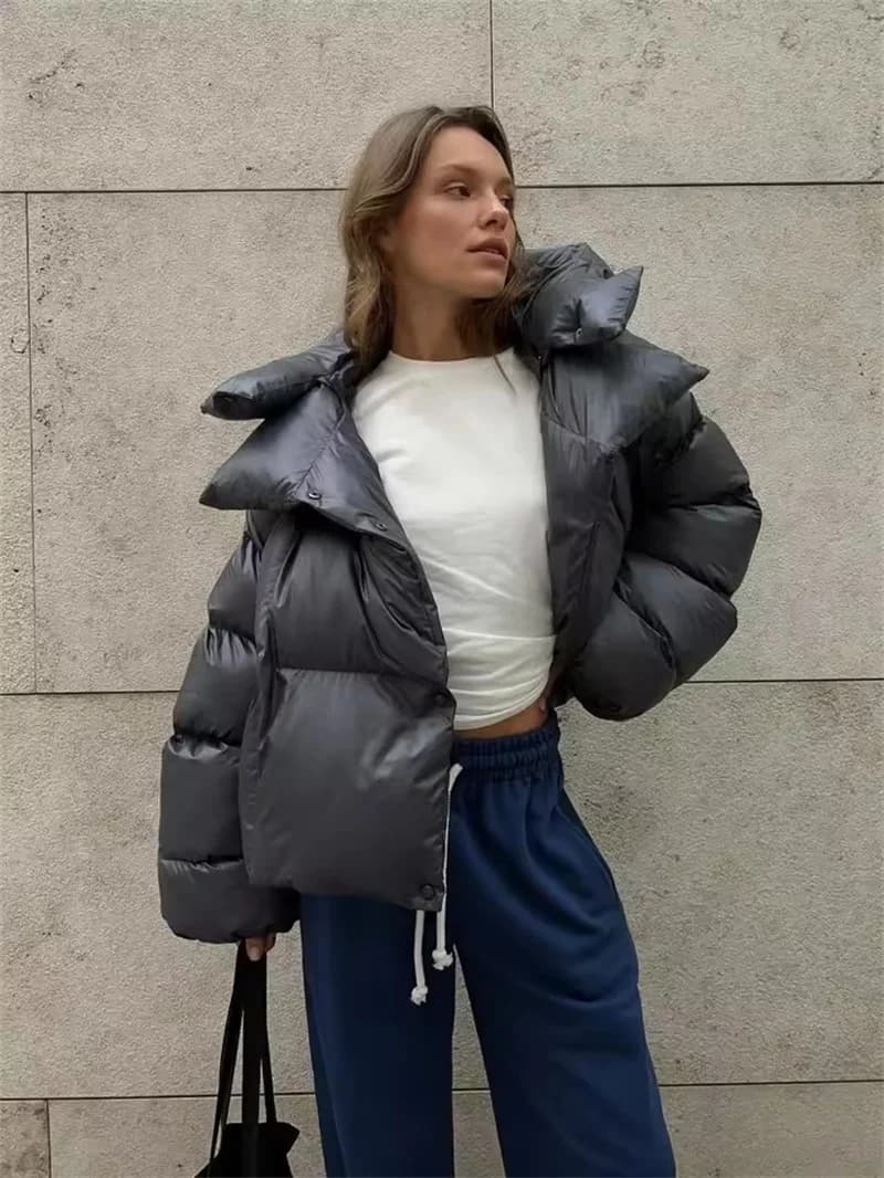 Winter Warm Puffer Jackets Women's Loose Parkas Coat Fashion Hooded Bread Jacket Outwear Cotton-padded Solid Quilted Jacket