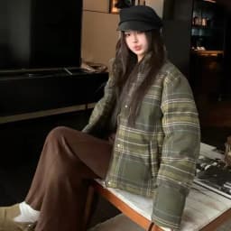 Plaid Print Cotton-Padded Jacket Women Winter Thicken Warm Puffy Bread Clothing Korean Retro Student Down Cotton Parkas Street