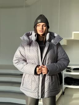 Printed Female Winter Cotton Quilted Jacket Hooded Thicken Zipper Single Breasted Long Sleeve 2025 New Casual Coat Loose Outwear