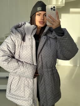 Printed Female Winter Cotton Quilted Jacket Hooded Thicken Zipper Single Breasted Long Sleeve 2025 New Casual Coat Loose Outwear