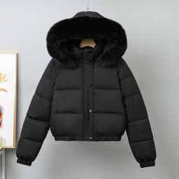 2025 Fashion Winter Short Parkas Women's Cotton-padded Clothes Add Velvet Thicken Fur Collar Removable Hooded Coats Warm Jackets