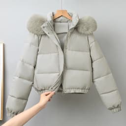2025 Fashion Winter Short Parkas Women's Cotton-padded Clothes Add Velvet Thicken Fur Collar Removable Hooded Coats Warm Jackets