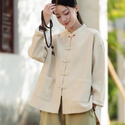Johnature Women Ramie Cotton Chinese Style Parkas 2025 Winter New Long Sleeve Plush Warm Coats Solid Color Chinese Style Parkas