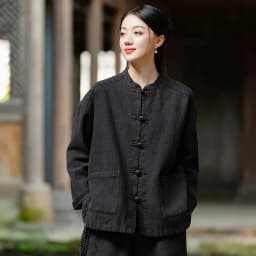 Johnature Women Ramie Cotton Chinese Style Parkas 2025 Winter New Long Sleeve Plush Warm Coats Solid Color Chinese Style Parkas