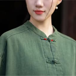 Johnature Women Ramie Cotton Chinese Style Parkas 2025 Winter New Long Sleeve Plush Warm Coats Solid Color Chinese Style Parkas