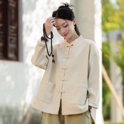 Johnature Women Ramie Cotton Chinese Style Parkas 2025 Winter New Long Sleeve Plush Warm Coats Solid Color Chinese Style Parkas