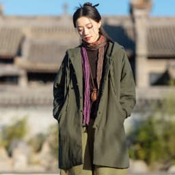 Johnature Women Vintage Hooded Parkas Button Chinese Style Ramie Cotton Coats 2025 Winter New Solid Color Long Sleeve Parkas