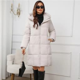 Winter Women's Long Coat Windproof Warm Padded-Cotton Coat Simple Loose Hooded Parkas Fashion Plaid Quilted Jackets for Woman