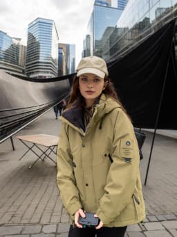 Conciso Women Outdoor Parka Mountaineering Casual Jacket Fashion Loose Winter Jacket Hooded Stand-Up Collar Coats MZ-23336