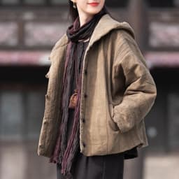 Johnature Women Vintage Cotton Ramie Hooded Parkas Button Long Sleeve Warm Coats 2025 Winter New Chinese Style Women Parkas