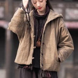 Johnature Women Vintage Cotton Ramie Hooded Parkas Button Long Sleeve Warm Coats 2025 Winter New Chinese Style Women Parkas