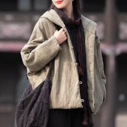 Johnature Women Vintage Cotton Ramie Hooded Parkas Button Long Sleeve Warm Coats 2025 Winter New Chinese Style Women Parkas