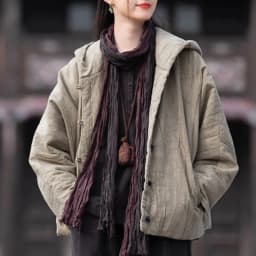 Johnature Women Vintage Cotton Ramie Hooded Parkas Button Long Sleeve Warm Coats 2025 Winter New Chinese Style Women Parkas