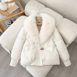 Autumn Winter Thickened Cotton Jacket Women's Outerwear with Button Closure And Fur Collar Korean Style Long Sleeve Coat