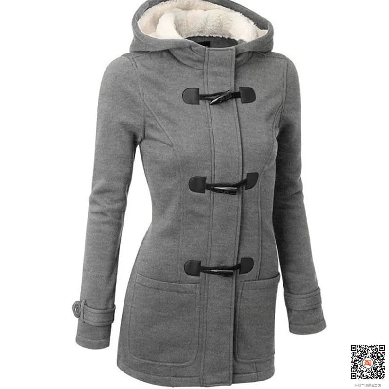 Long Cotton Jacket Women's Winter Coat Warm Overcoat Thickened Fleece Lined Slim Fit Hooded Button Front Closure Ladies Coat