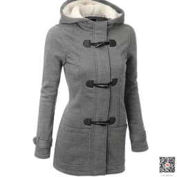 Long Cotton Jacket Women's Winter Coat Warm Overcoat Thickened Fleece Lined Slim Fit Hooded Button Front Closure Ladies Coat