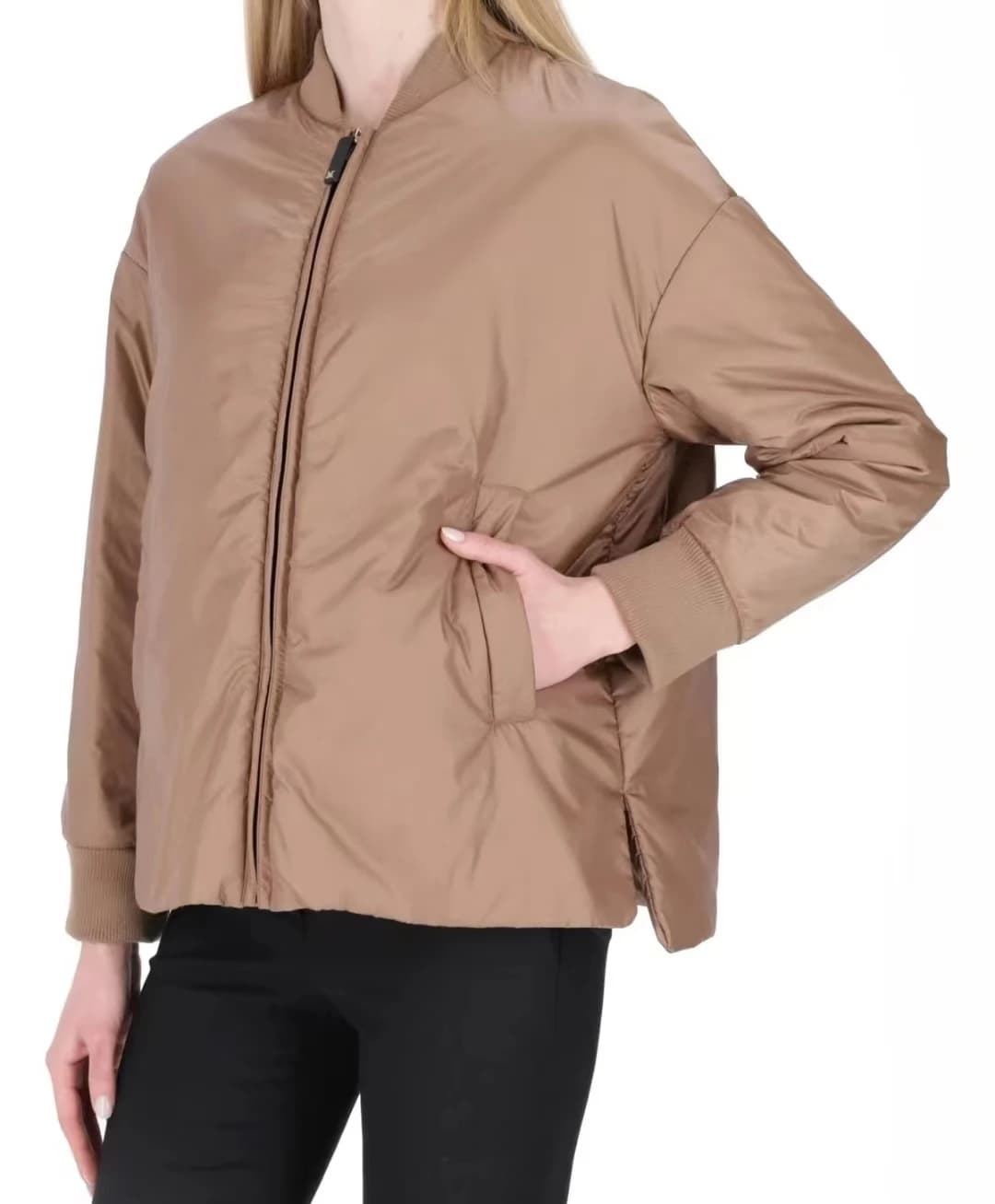 Fenggejiwo baseball jacketFLIGHT JACKET camel velvet silk jacket stand collar loose fit cotton jacket
