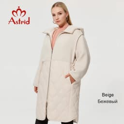 Astrid 2022 Women's autumn winter coat faux Fur tops Fashion stitching down jacket Hooded Oversize parkas Women coat  AM-7542