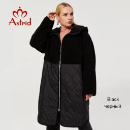 Astrid 2022 Women's autumn winter coat faux Fur tops Fashion stitching down jacket Hooded Oversize parkas Women coat  AM-7542