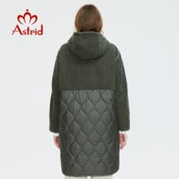 Astrid 2022 Women's autumn winter coat faux Fur tops Fashion stitching down jacket Hooded Oversize parkas Women coat  AM-7542