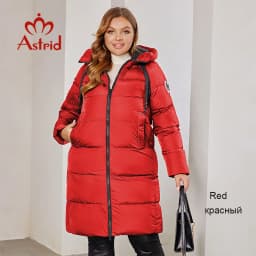 Astrid 2023 New Winter parka Women's coat women Jacket long warm Bright fabric fashion hooded large sizes female clothing 8675