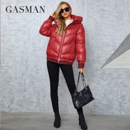GASMAN Women's Parka 2022 New Fashion Women stand collar short slim casual hooded Luxury pocket Warm Down Jacket GM-82903