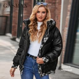 GASMAN Women's Parka 2022 New Fashion Women stand collar short slim casual hooded Luxury pocket Warm Down Jacket GM-82903