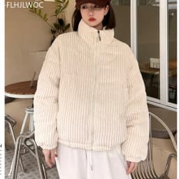 Corduroy Cotton 2025 Winter Turtleneck Warm Outerwear Coats Cake Korean Style Cute Girls Short Down Jacket Short Women Parkas