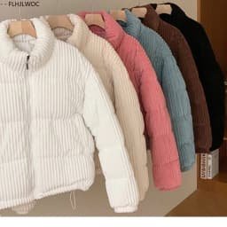 Corduroy Cotton 2025 Winter Turtleneck Warm Outerwear Coats Cake Korean Style Cute Girls Short Down Jacket Short Women Parkas