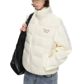 Knit Sleeve Puffer Jacket Women Stand Collar Lightweight Parkas Winter Cable Knit Patchwork Coat Design Short Outerwear куртка