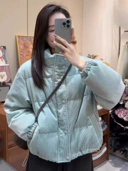 Winter Corduroy Parkas for Women Y2K Korean Loose Thick Warm Crop Coats Y2K Harajuku Preppy All Match Puffer Outerwear Mujer