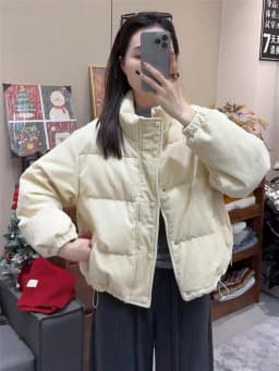 Winter Corduroy Parkas for Women Y2K Korean Loose Thick Warm Crop Coats Y2K Harajuku Preppy All Match Puffer Outerwear Mujer